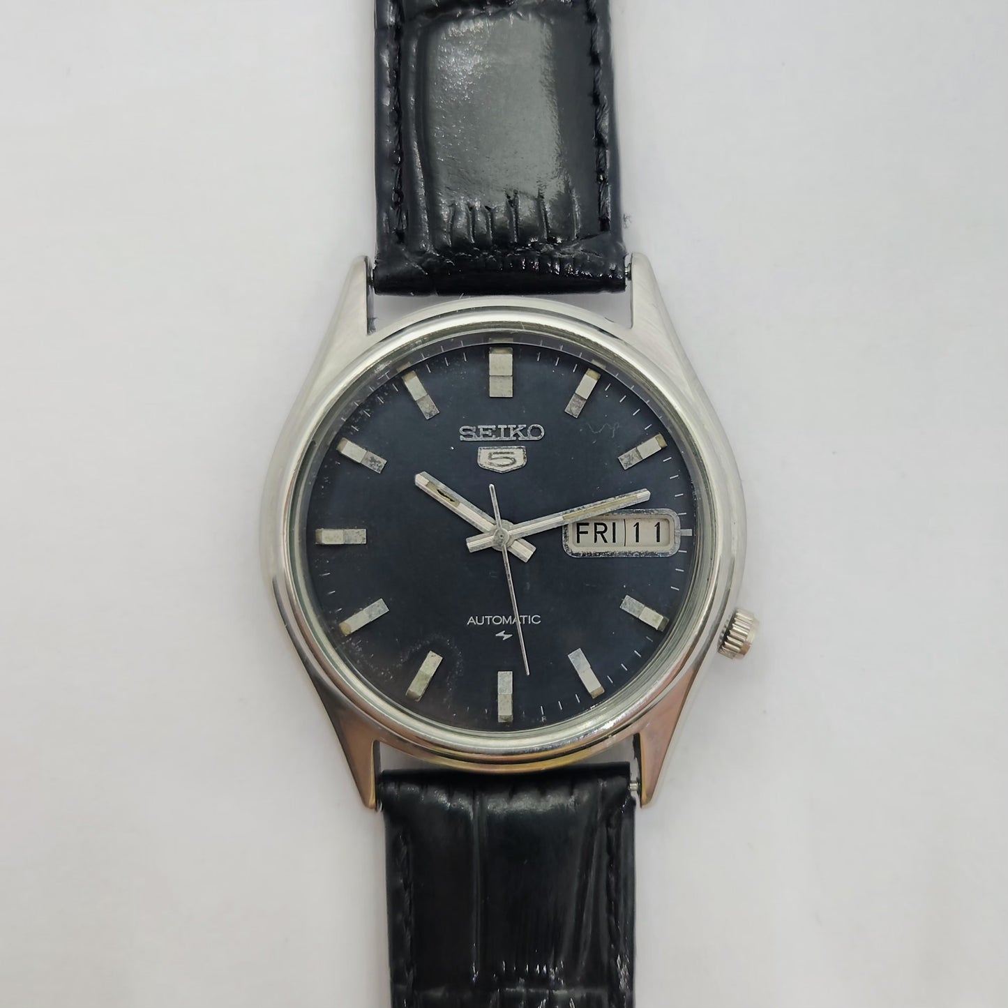 Vintage 1980 Original Seiko 5 Automatic 7009-3100 Black face 17 Jewels Day-Date Japanese Men's Wrist Watch OG97