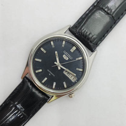 Vintage 1980 Original Seiko 5 Automatic 7009-3100 Black face 17 Jewels Day-Date Japanese Men's Wrist Watch OG97