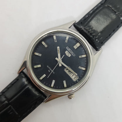 Vintage 1980 Original Seiko 5 Automatic 7009-3100 Black face 17 Jewels Day-Date Japanese Men's Wrist Watch OG97