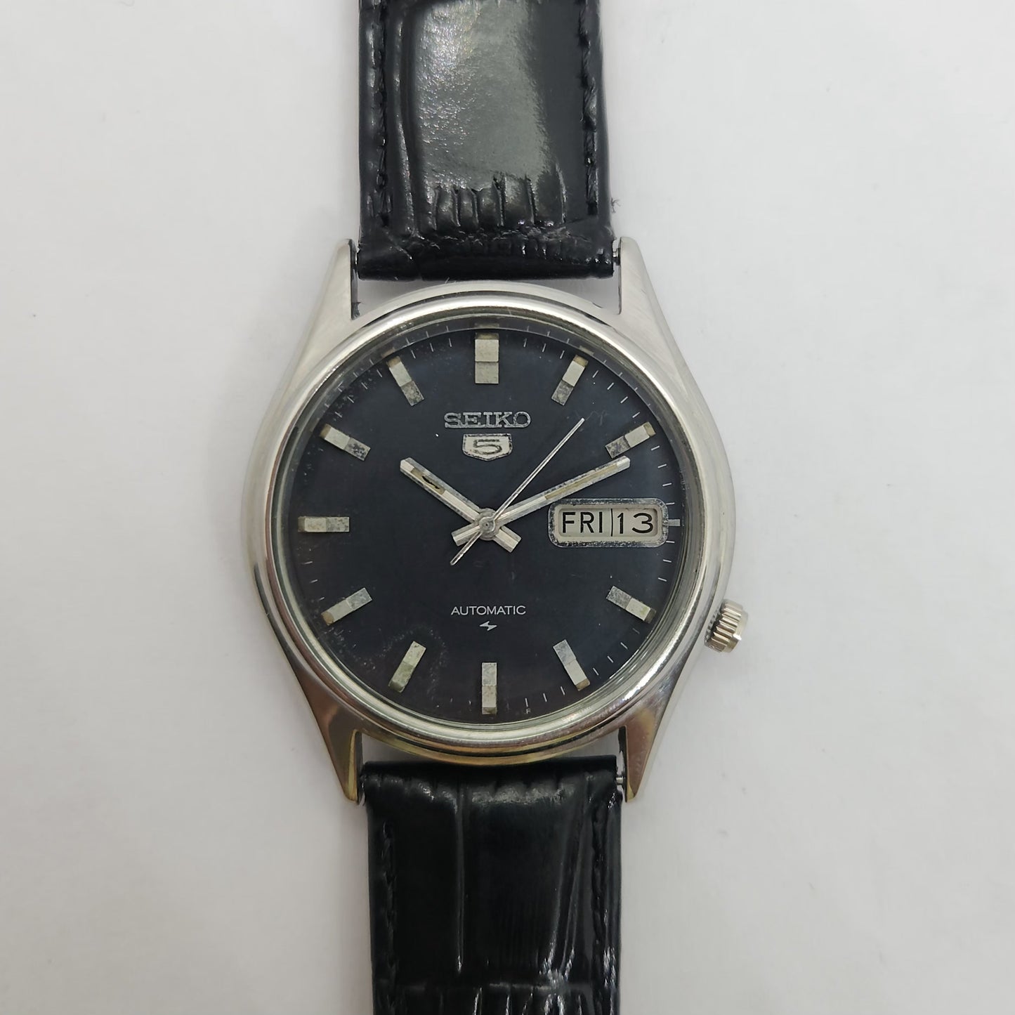 Vintage 1980 Original Seiko 5 Automatic 7009-3100 Black face 17 Jewels Day-Date Japanese Men's Wrist Watch OG97
