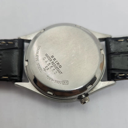 Vintage 1980 Original Seiko 5 Automatic 7009-3100 Black face 17 Jewels Day-Date Japanese Men's Wrist Watch OG97