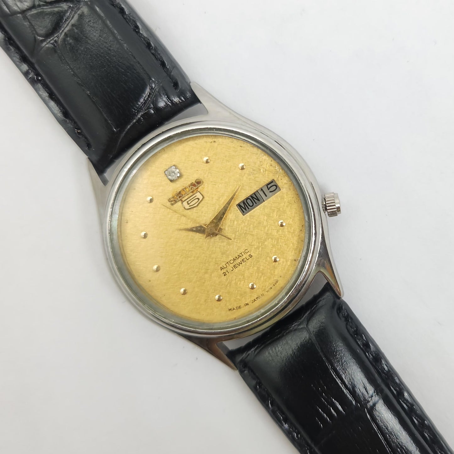 Vintage 1980 Original Seiko 5 Automatic 7009-3101 Gold face 17 Jewels Day-Date Japanese Men's Wrist Watch OG98