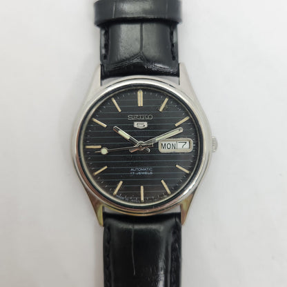 Vintage 1980 Original Seiko 5 Automatic 6309-8920 Black face 17 Jewels Day-Date Japanese Men's Wrist Watch OG99