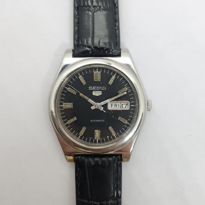 Vintage 1980 Original Seiko 5 Automatic 6309-8980 Black face 17 Jewels Day-Date Japanese Men's Wrist Watch OG101