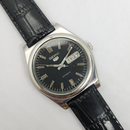 Vintage 1980 Original Seiko 5 Automatic 6309-8980 Black face 17 Jewels Day-Date Japanese Men's Wrist Watch OG101