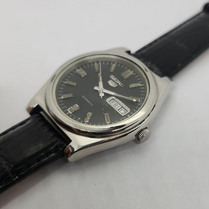 Vintage 1980 Original Seiko 5 Automatic 6309-8980 Black face 17 Jewels Day-Date Japanese Men's Wrist Watch OG101