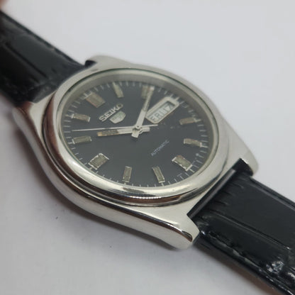 Vintage 1980 Original Seiko 5 Automatic 6309-8980 Black face 17 Jewels Day-Date Japanese Men's Wrist Watch OG101