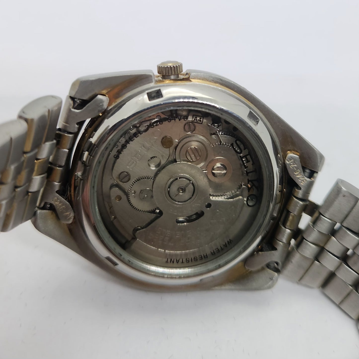 Vintage 1980 Original Seiko 5 Automatic 7s26 Golden face 21 Jewels Day-Date Japanese Men's Wrist Watch OG104