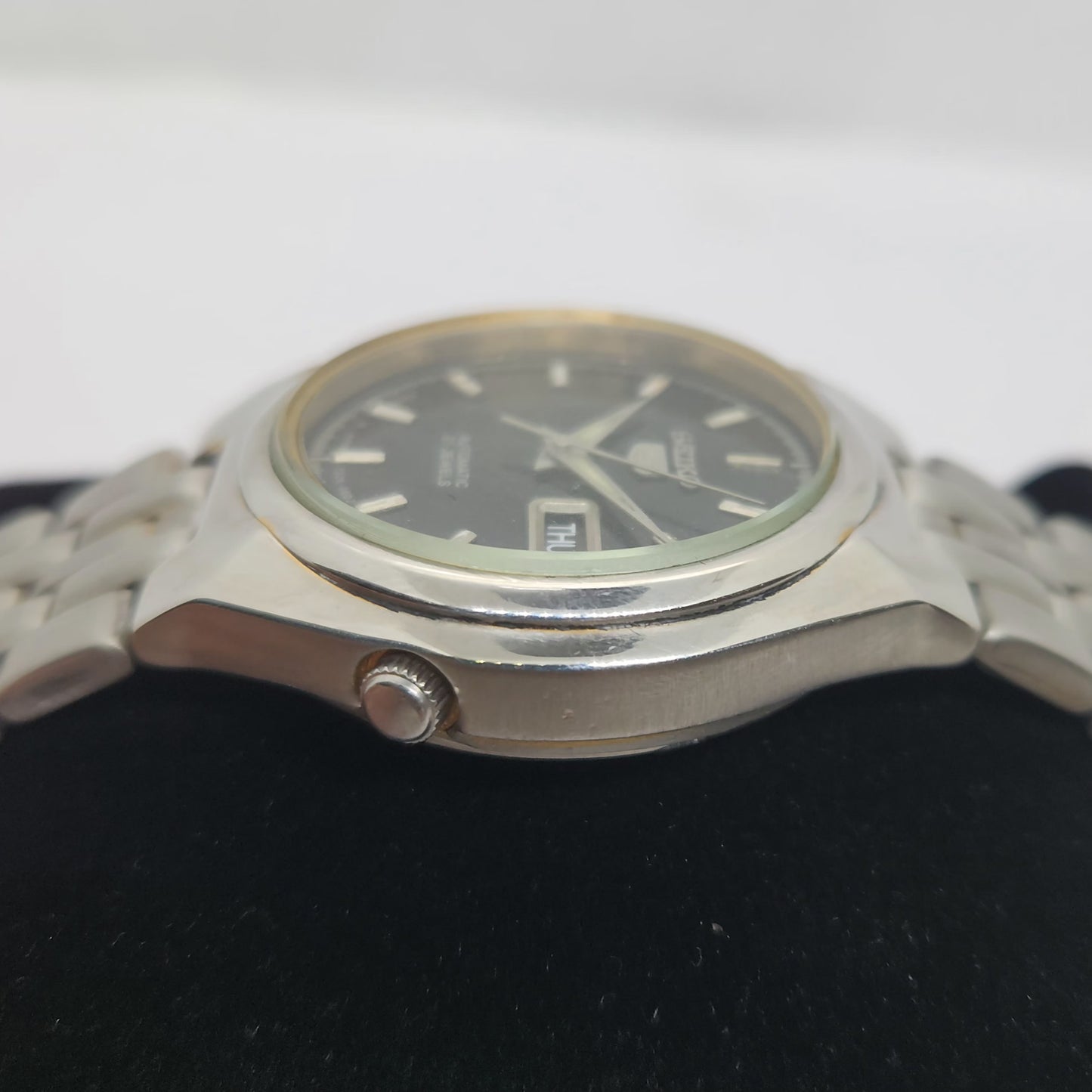 Vintage 1980 Original Seiko 5 Automatic 7s26-01T0 Black face 21 Jewels Day-Date Japanese Men's Wrist Watch OG105
