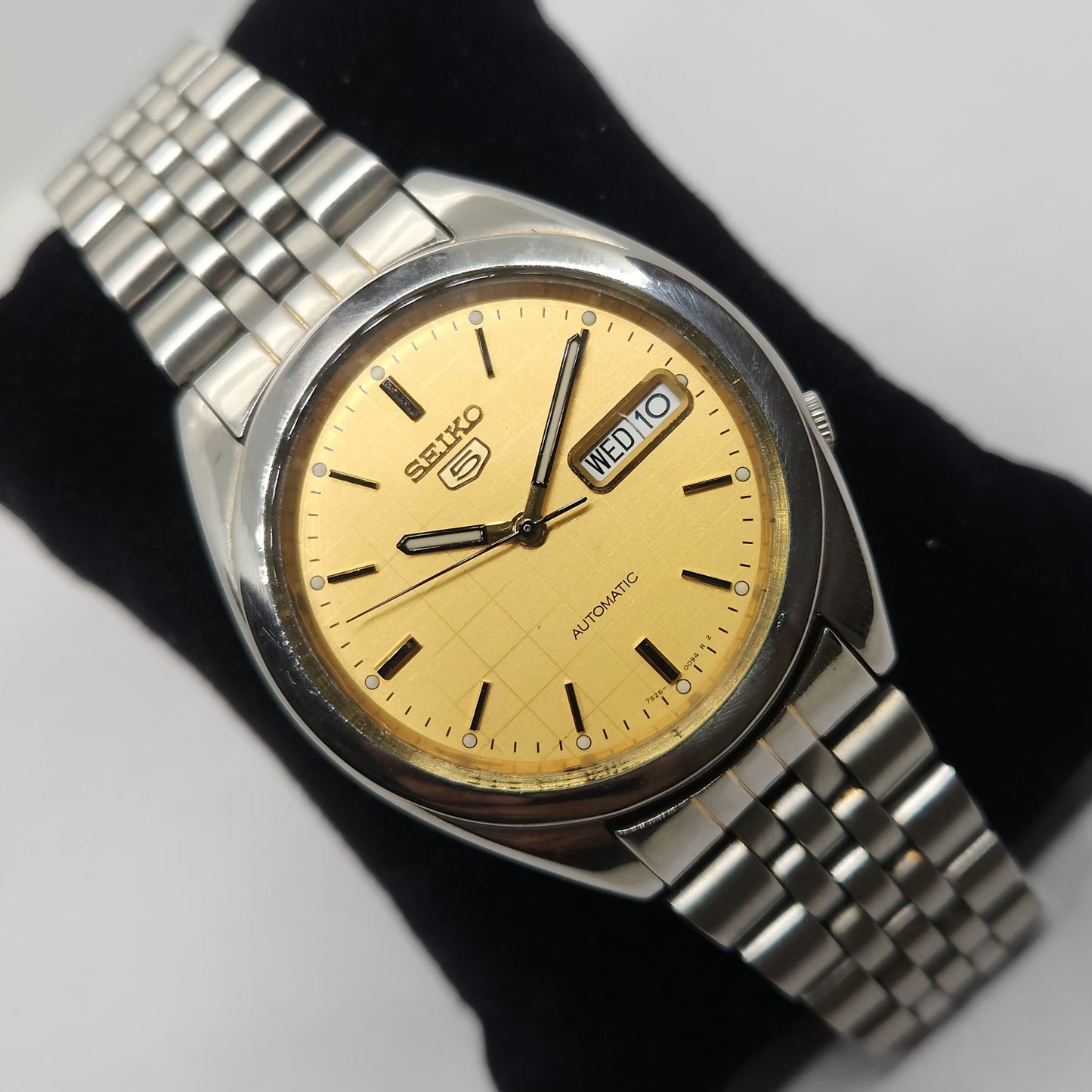 Vintage 1980 Original Seiko 5 Automatic 7s26-00X0 Golden face 21 Jewels Day-Date Japanese Men's Wrist Watch OG111