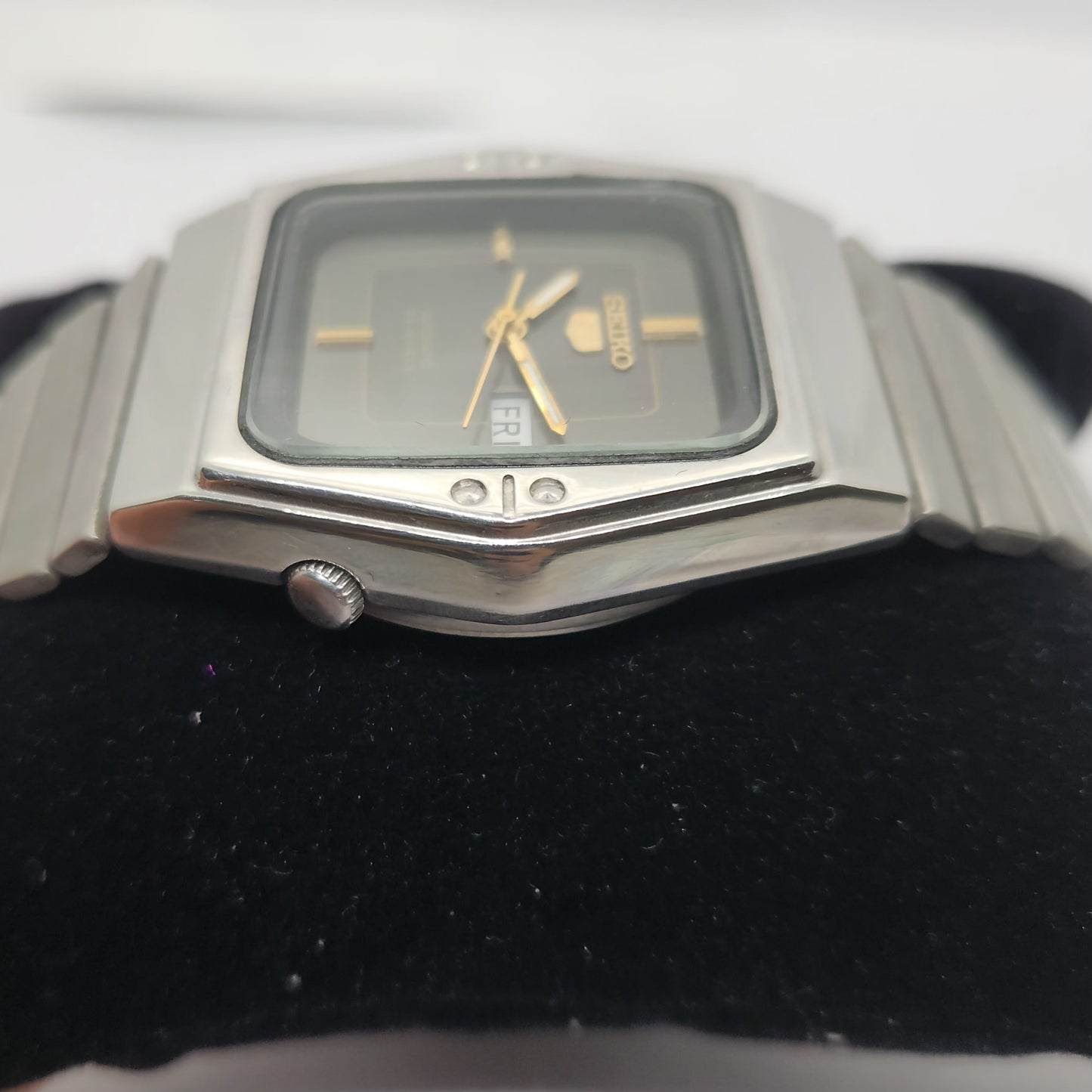 Vintage 1980 Original Seiko 5 Automatic 6349-504A Black face 23 Jewels Day-Date Japanese Men's Wrist Watch OG112