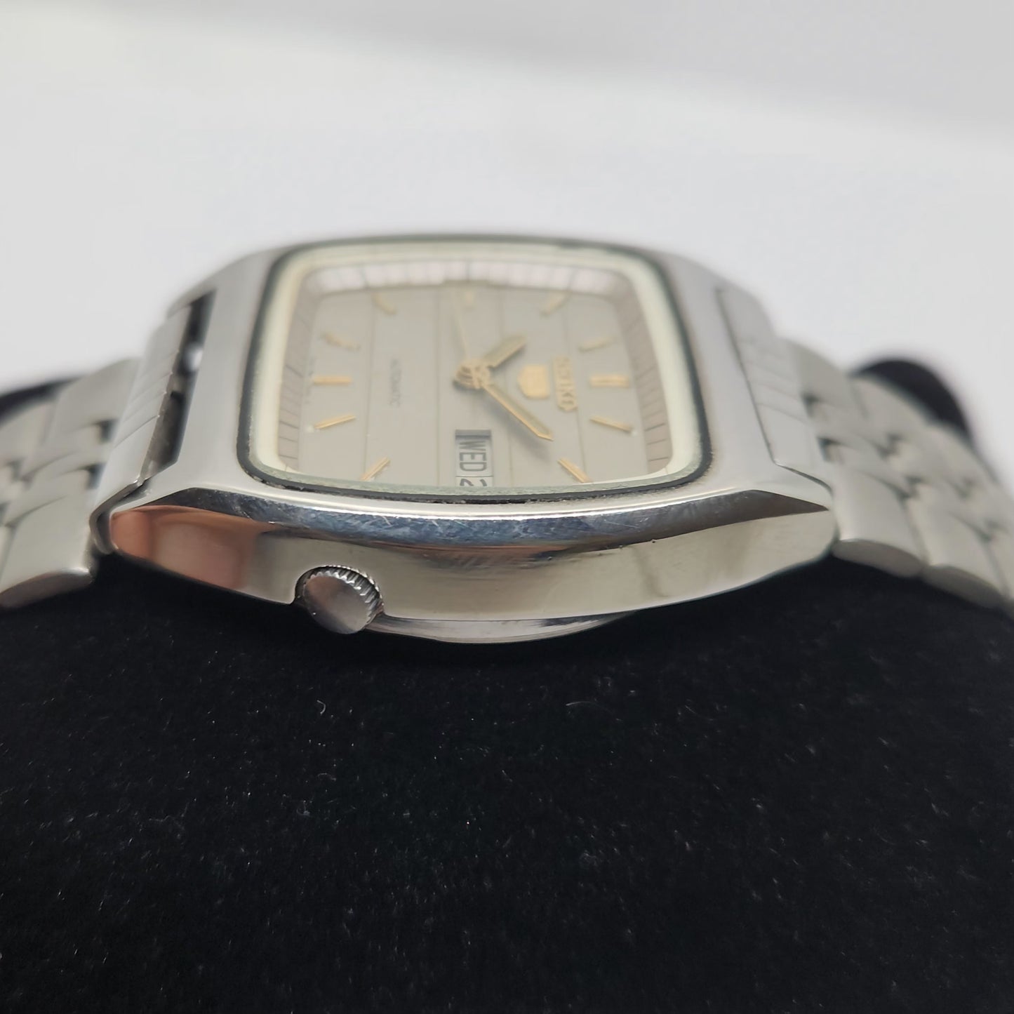 Vintage 1980 Original Seiko 5 Automatic 7009-207J Grey face 17 Jewels Day-Date Japanese Men's Wrist Watch OG114