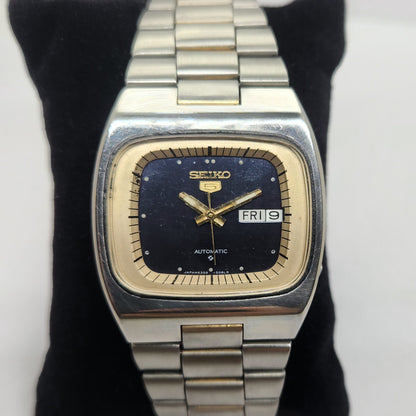 Vintage 1980 Original Seiko 5 Automatic 6309-546B Blue face 17 Jewels Day-Date Japanese Men's Wrist Watch OG115