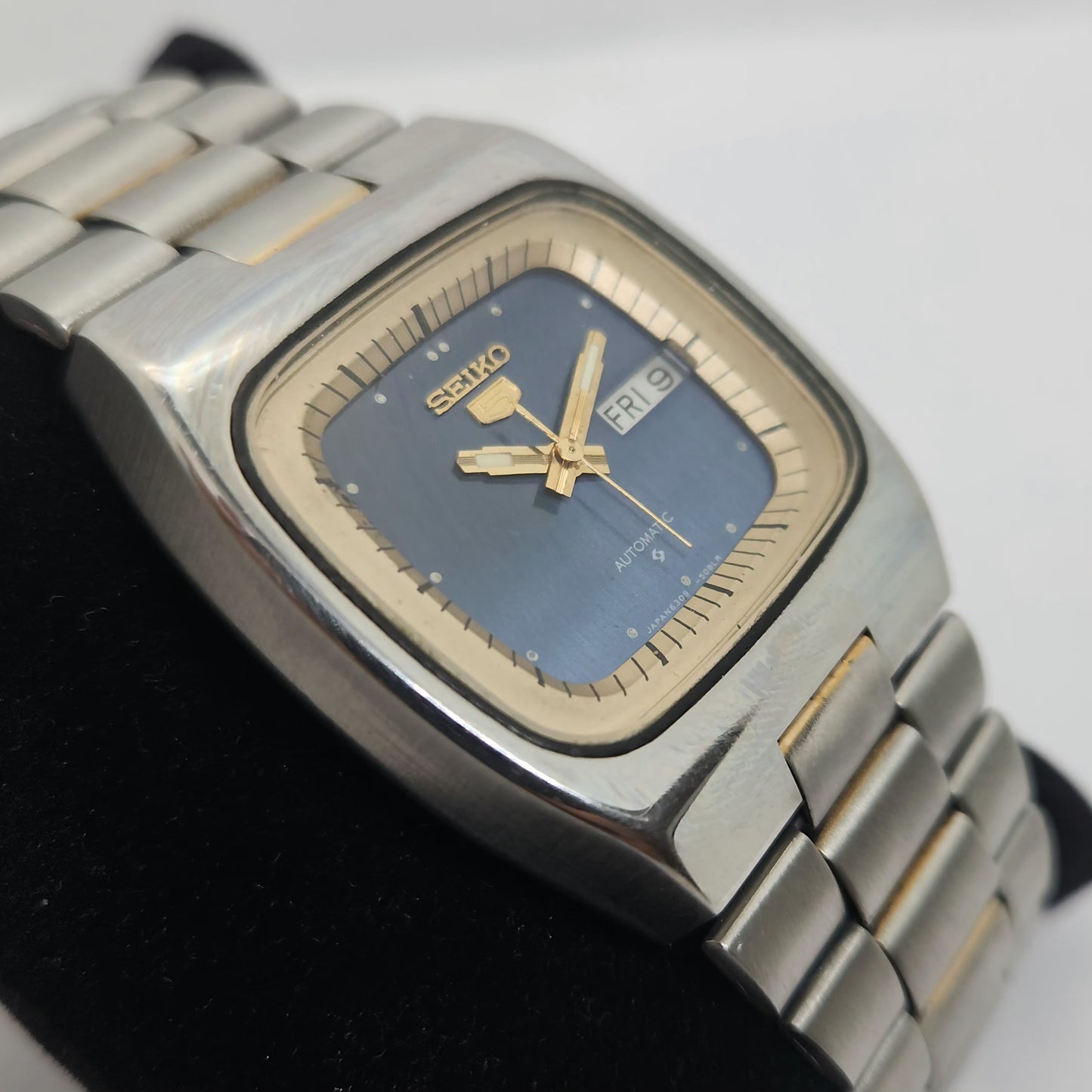 Vintage 1980 Original Seiko 5 Automatic 6309-546B Blue face 17 Jewels Day-Date Japanese Men's Wrist Watch OG115