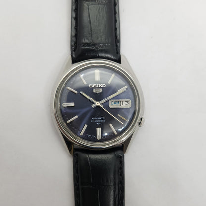 Vintage 1980 Original Seiko 5 Automatic 7019-7100 Blue face 21 Jewels Day-Date Japanese Men's Wrist Watch OG119