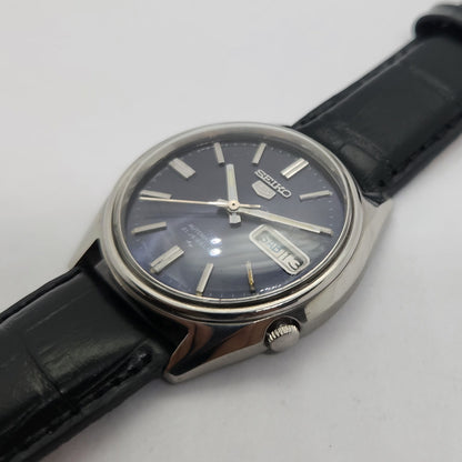 Vintage 1980 Original Seiko 5 Automatic 7019-7100 Blue face 21 Jewels Day-Date Japanese Men's Wrist Watch OG119