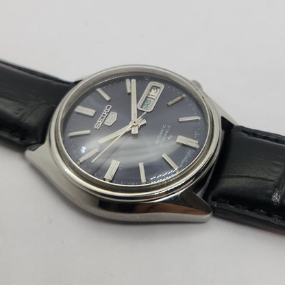 Vintage 1980 Original Seiko 5 Automatic 7019-7100 Blue face 21 Jewels Day-Date Japanese Men's Wrist Watch OG119