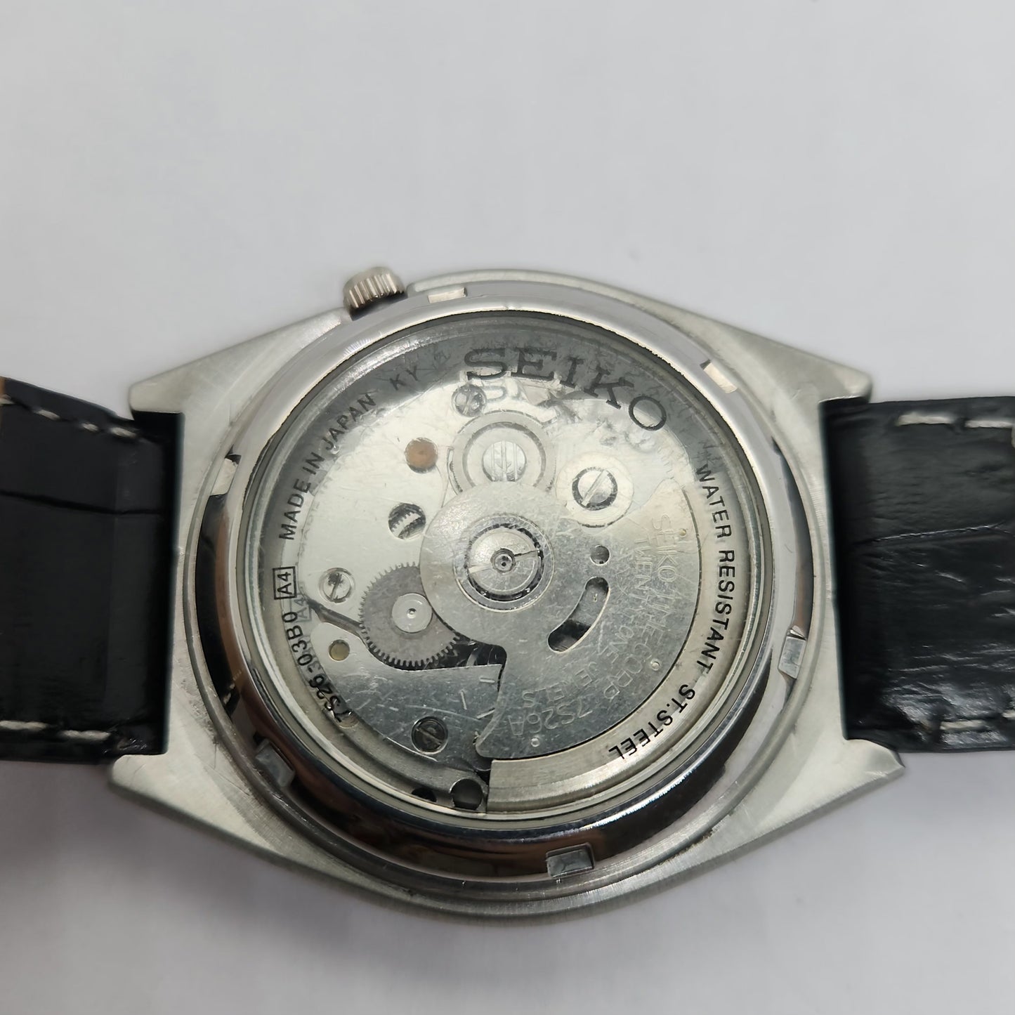 Vintage 1980 Original Seiko 5 Automatic 7S26-03B0 Black face 21 Jewels Day-Date Japanese Men's Wrist Watch OG121