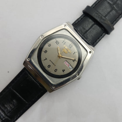 Vintage 1980 Original Seiko 5 Automatic 6349-5190 Grey face 23 Jewels Day-Date Japanese Men's Wrist Watch OG123