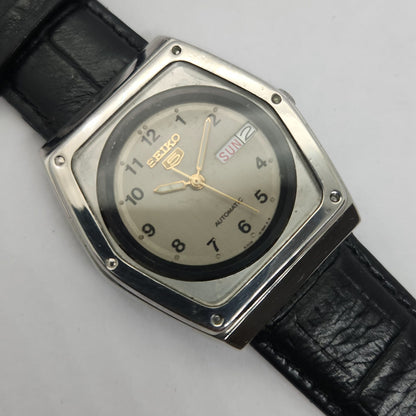 Vintage 1980 Original Seiko 5 Automatic 6349-5190 Grey face 23 Jewels Day-Date Japanese Men's Wrist Watch OG123