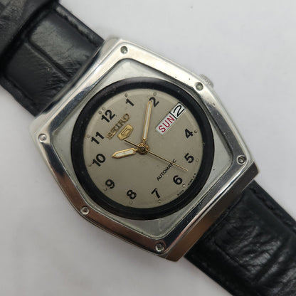 Vintage 1980 Original Seiko 5 Automatic 6349-5190 Grey face 23 Jewels Day-Date Japanese Men's Wrist Watch OG123