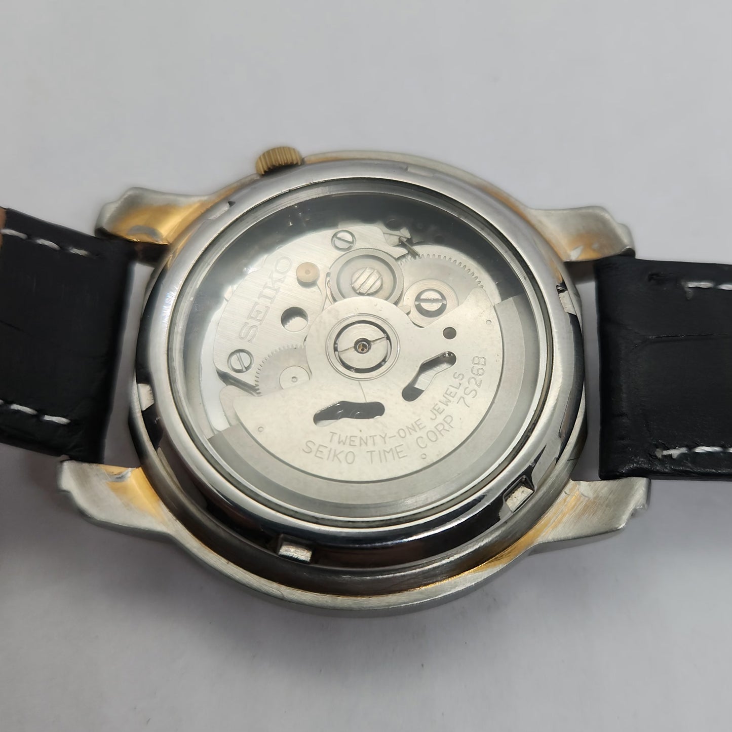 Vintage 1980 Original Seiko 5 Automatic 7s26 Golden face 21 Jewels Day-Date Japanese Men's Wrist Watch OG124