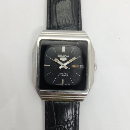 Vintage 1980 Original Seiko 5 Automatic 6349-514A Black face 23 Jewels Day-Date Japanese Men's Wrist Watch OG125