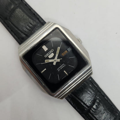 Vintage 1980 Original Seiko 5 Automatic 6349-514A Black face 23 Jewels Day-Date Japanese Men's Wrist Watch OG125
