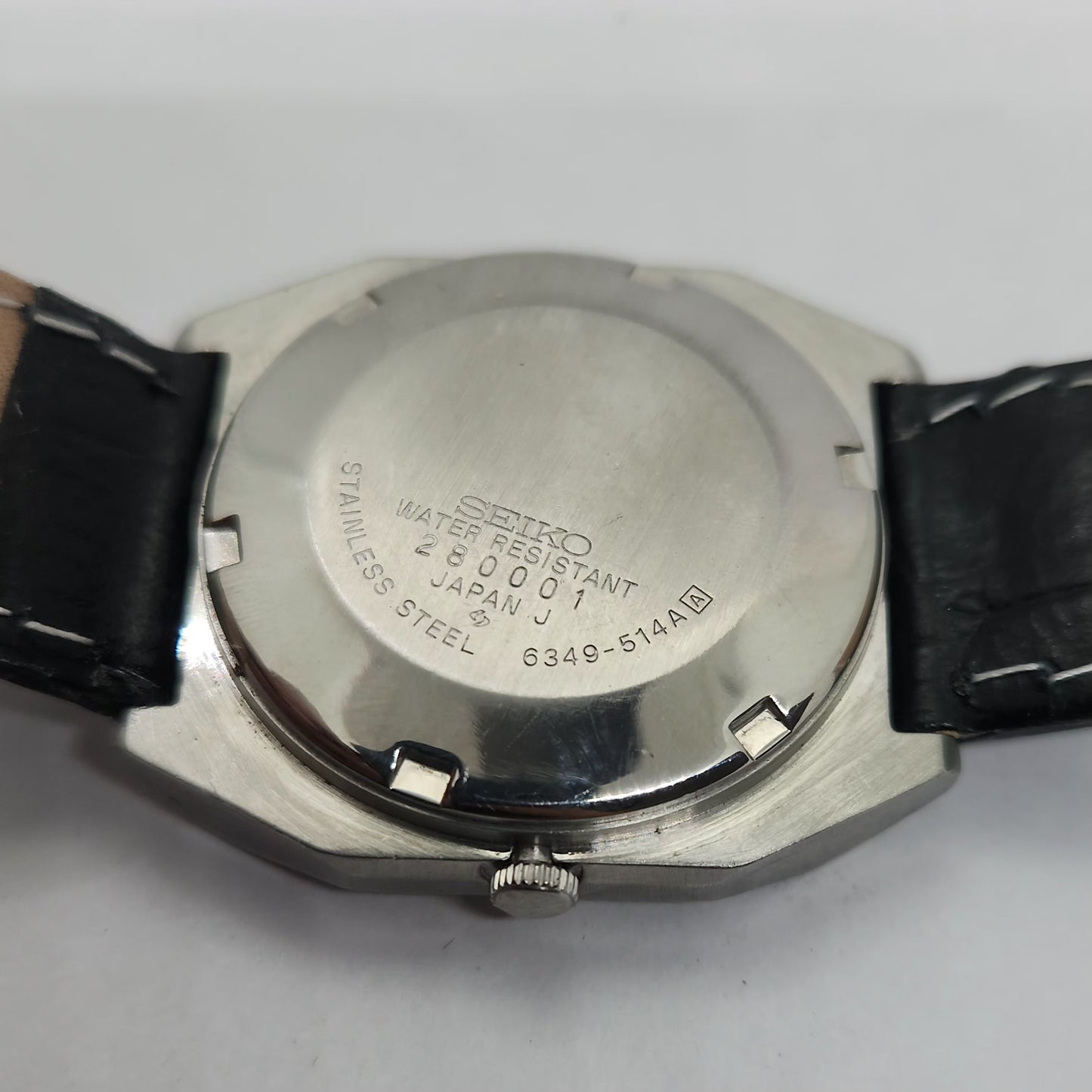 Vintage 1980 Original Seiko 5 Automatic 6349-514A Black face 23 Jewels Day-Date Japanese Men's Wrist Watch OG125