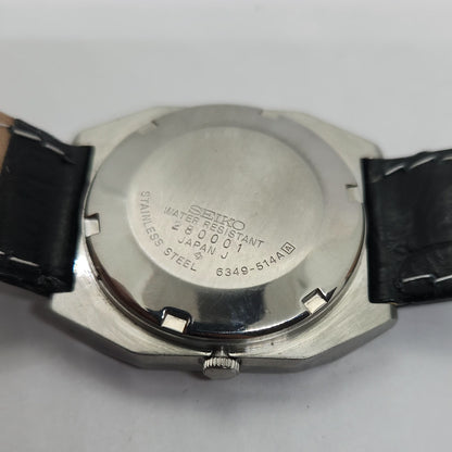 Vintage 1980 Original Seiko 5 Automatic 6349-514A Black face 23 Jewels Day-Date Japanese Men's Wrist Watch OG125