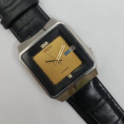 Vintage 1980 Original Seiko 5 Automatic 7009-6001 Golden face 17 Jewels Day-Date Japanese Men's Wrist Watch OG126