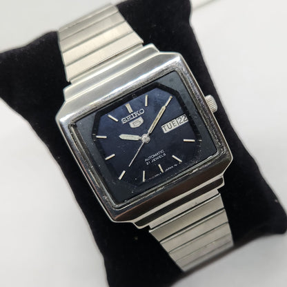 Vintage 1980 Original Seiko 5 Automatic 6319-602A Blue face 21 Jewels Day-Date Japanese Men's Wrist Watch OG127