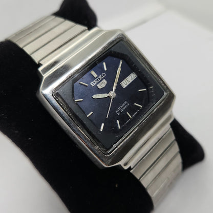 Vintage 1980 Original Seiko 5 Automatic 6319-602A Blue face 21 Jewels Day-Date Japanese Men's Wrist Watch OG127