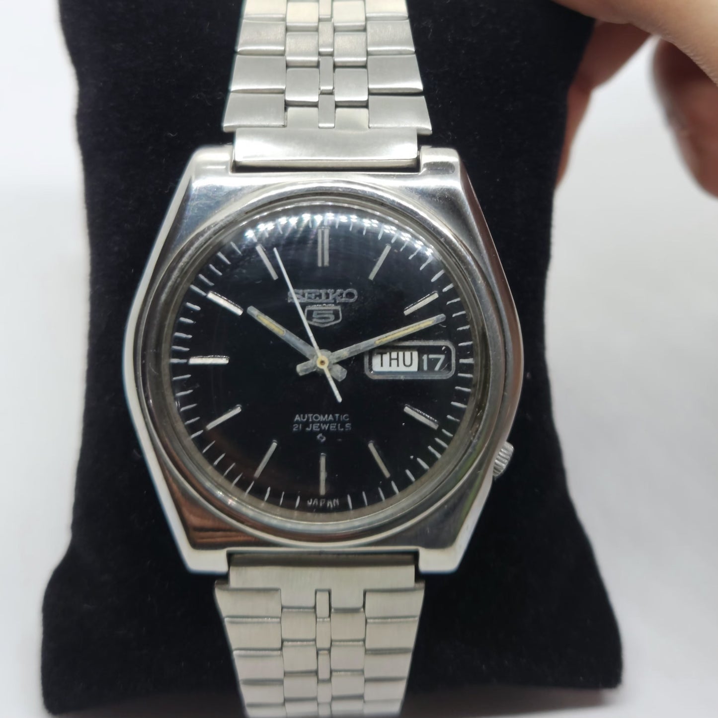 Vintage 1980 Original Seiko 5 Automatic 6119-8410 Black face 21 Jewels Day-Date Japanese Men's Wrist Watch OG129