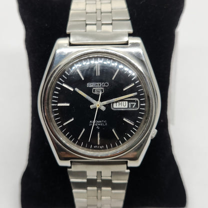 Vintage 1980 Original Seiko 5 Automatic 6119-8410 Black face 21 Jewels Day-Date Japanese Men's Wrist Watch OG129