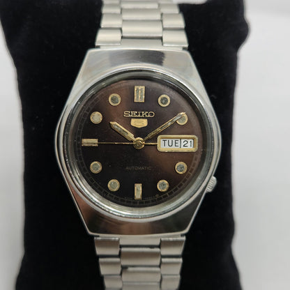 Vintage 1980 Original Seiko 5 Automatic 6309-7330 Brown face 17 Jewels Day-Date Japanese Men's Wrist Watch OG130
