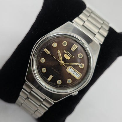 Vintage 1980 Original Seiko 5 Automatic 6309-7330 Brown face 17 Jewels Day-Date Japanese Men's Wrist Watch OG130