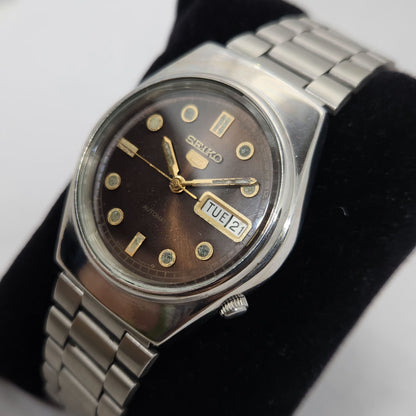 Vintage 1980 Original Seiko 5 Automatic 6309-7330 Brown face 17 Jewels Day-Date Japanese Men's Wrist Watch OG130