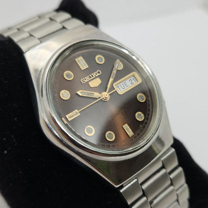 Vintage 1980 Original Seiko 5 Automatic 6309-7330 Brown face 17 Jewels Day-Date Japanese Men's Wrist Watch OG130