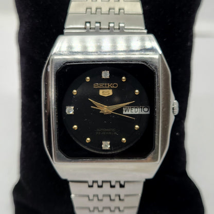 Vintage 1980 Original Seiko 5 Automatic 6309-6070 Black face 17 Jewels Day-Date Japanese Men's Wrist Watch OG135