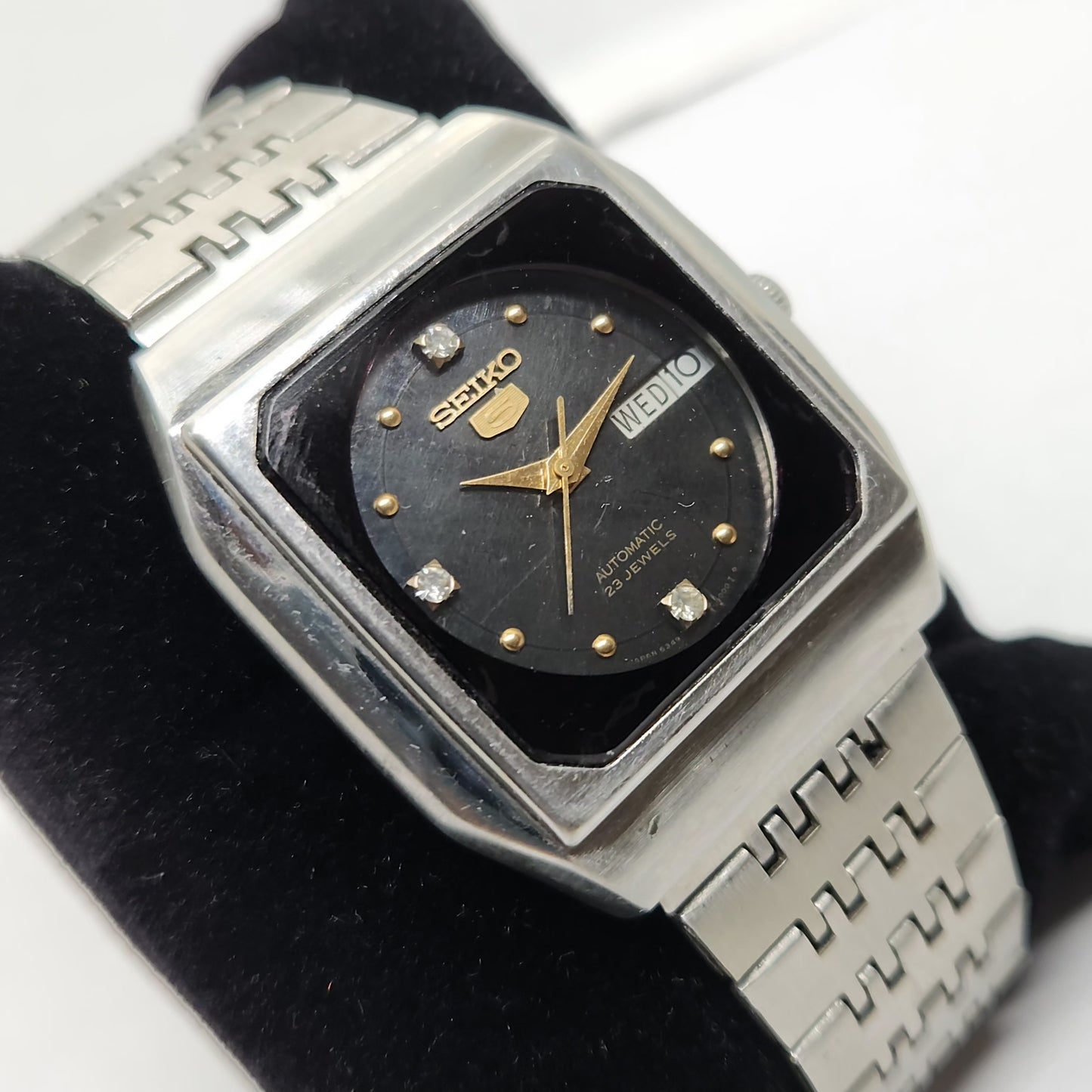 Vintage 1980 Original Seiko 5 Automatic 6309-6070 Black face 17 Jewels Day-Date Japanese Men's Wrist Watch OG135
