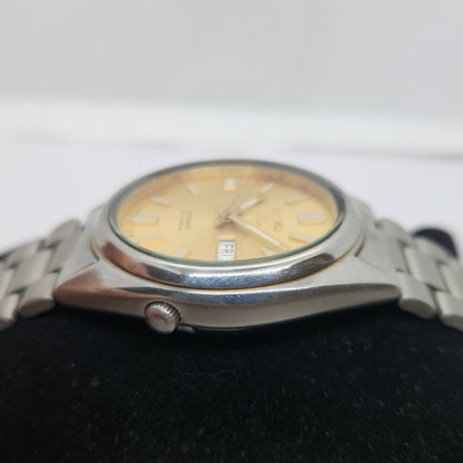Vintage 1980 Original Seiko 5 Automatic 7s26 Golden face 17 Jewels Day-Date Japanese Men's Wrist Watch OG137