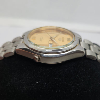 Vintage 1980 Original Seiko 5 Automatic 7s26 Golden face 21 Jewels Day-Date Japanese Men's Wrist Watch OG138
