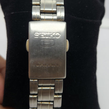 Vintage 1980 Original Seiko 5 Automatic 7s26 Golden face 21 Jewels Day-Date Japanese Men's Wrist Watch OG138