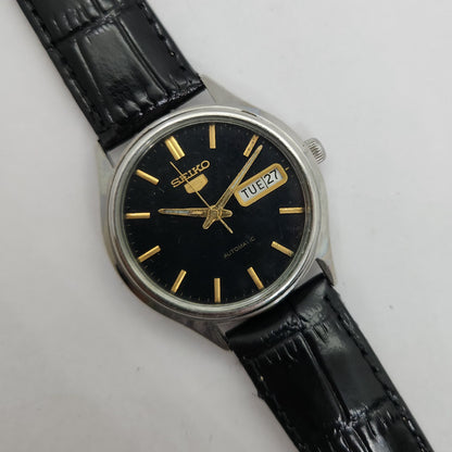 Vintage 1980 Original Seiko 5 Automatic 6309-7320 Silver face 17 Jewels Day-Date Japanese Men's Wrist Watch OG141