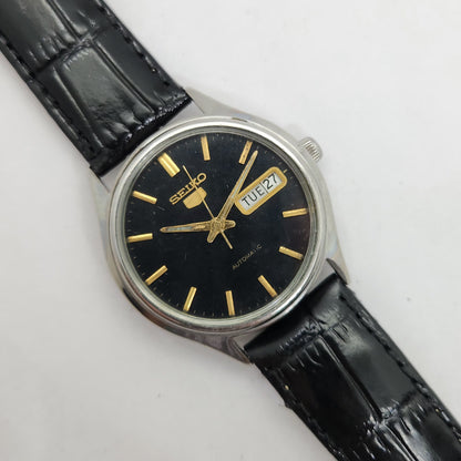 Vintage 1980 Original Seiko 5 Automatic 6309-7320 Silver face 17 Jewels Day-Date Japanese Men's Wrist Watch OG141