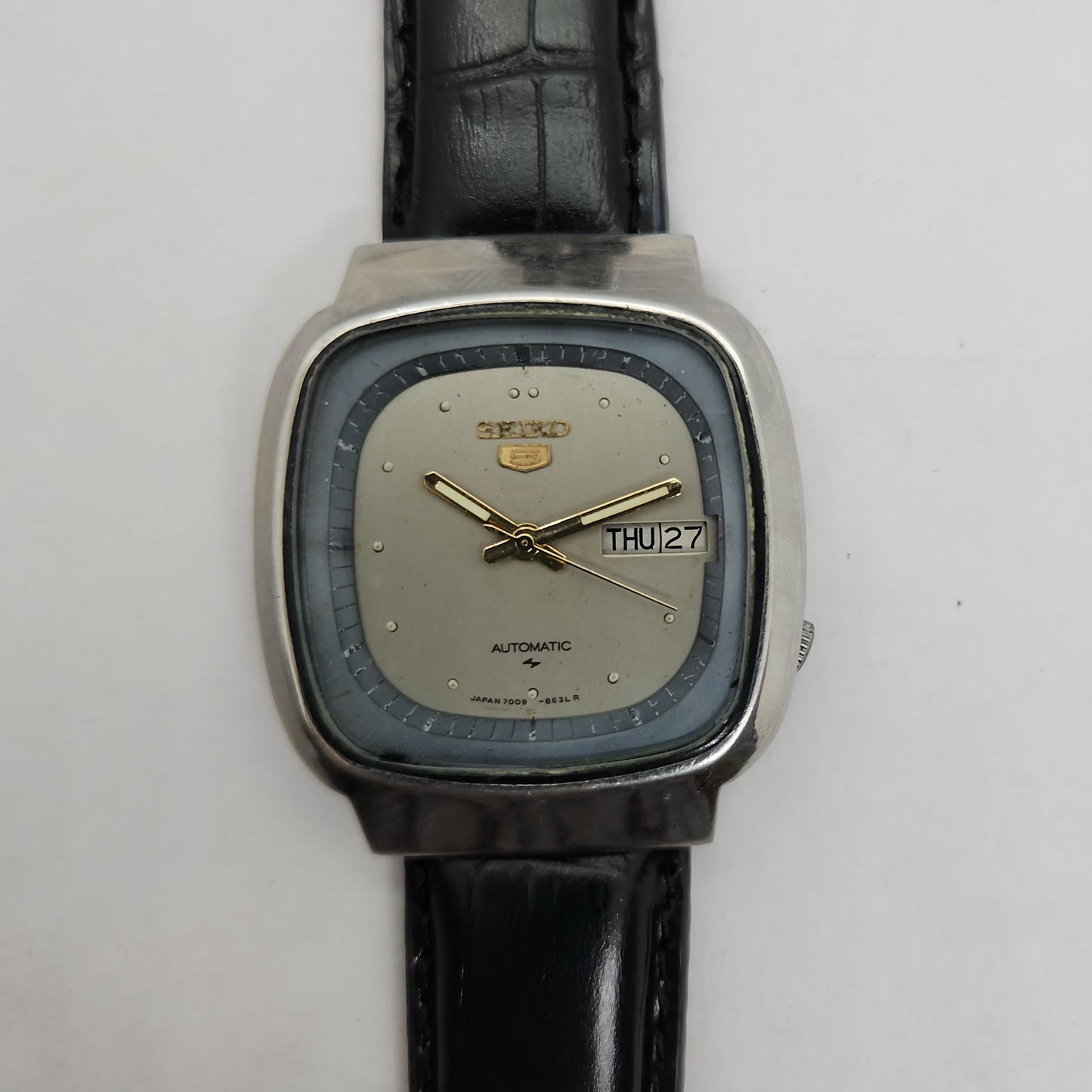 Vintage 1980 Original Seiko 5 Automatic 7009-511A Grey face 17 Jewels Day-Date Japanese Men's Wrist Watch OG142