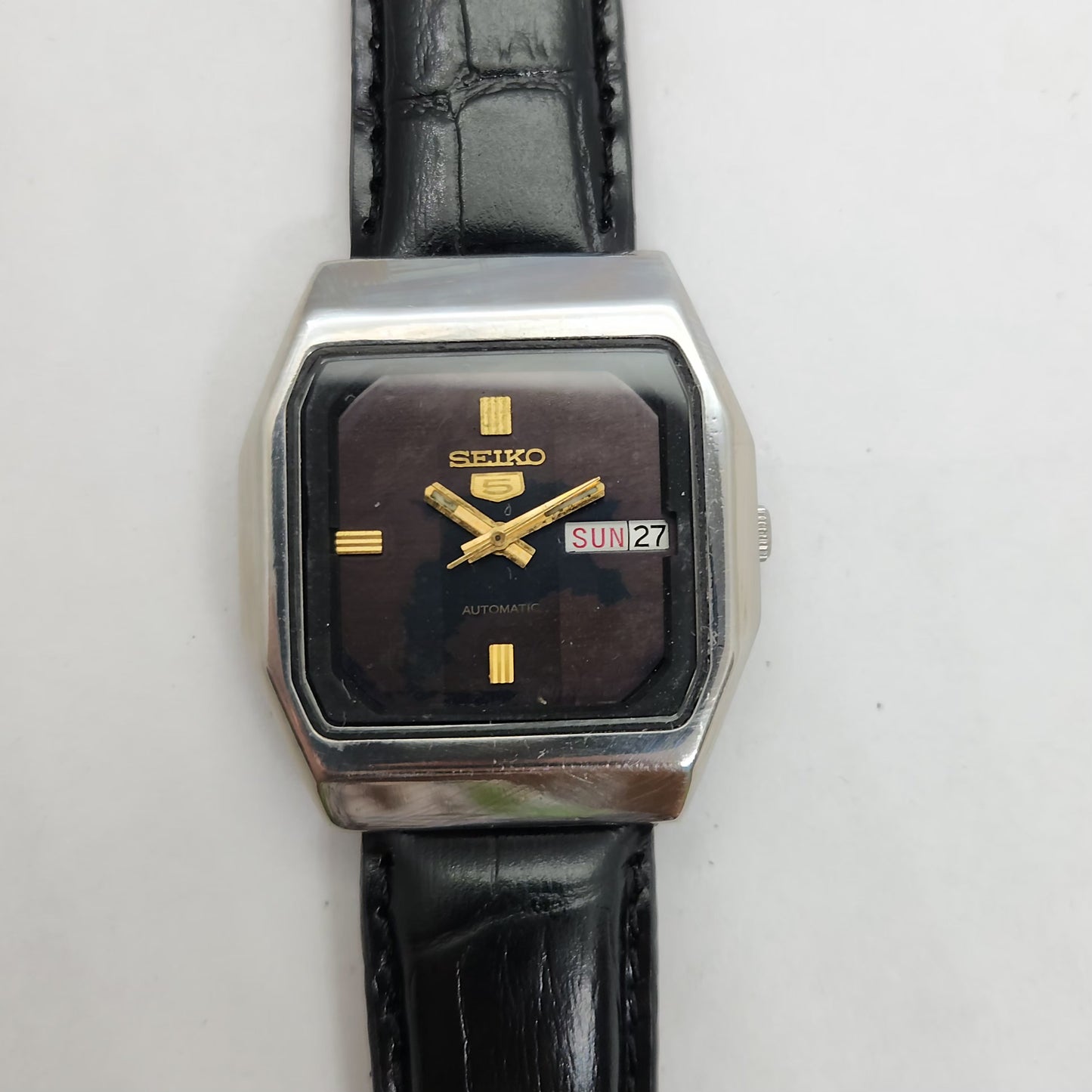Vintage 1980 Original Seiko 5 Automatic 6349-5270 Brown face 23 Jewels Day-Date Japanese Men's Wrist Watch OG145