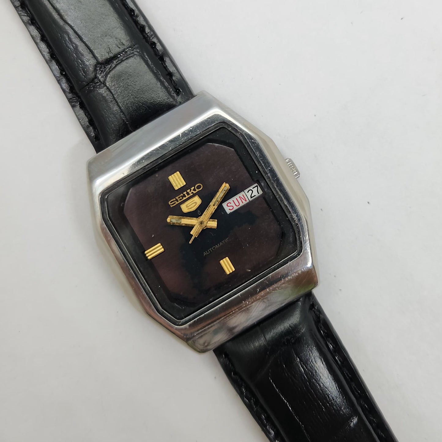 Vintage 1980 Original Seiko 5 Automatic 6349-5270 Brown face 23 Jewels Day-Date Japanese Men's Wrist Watch OG145