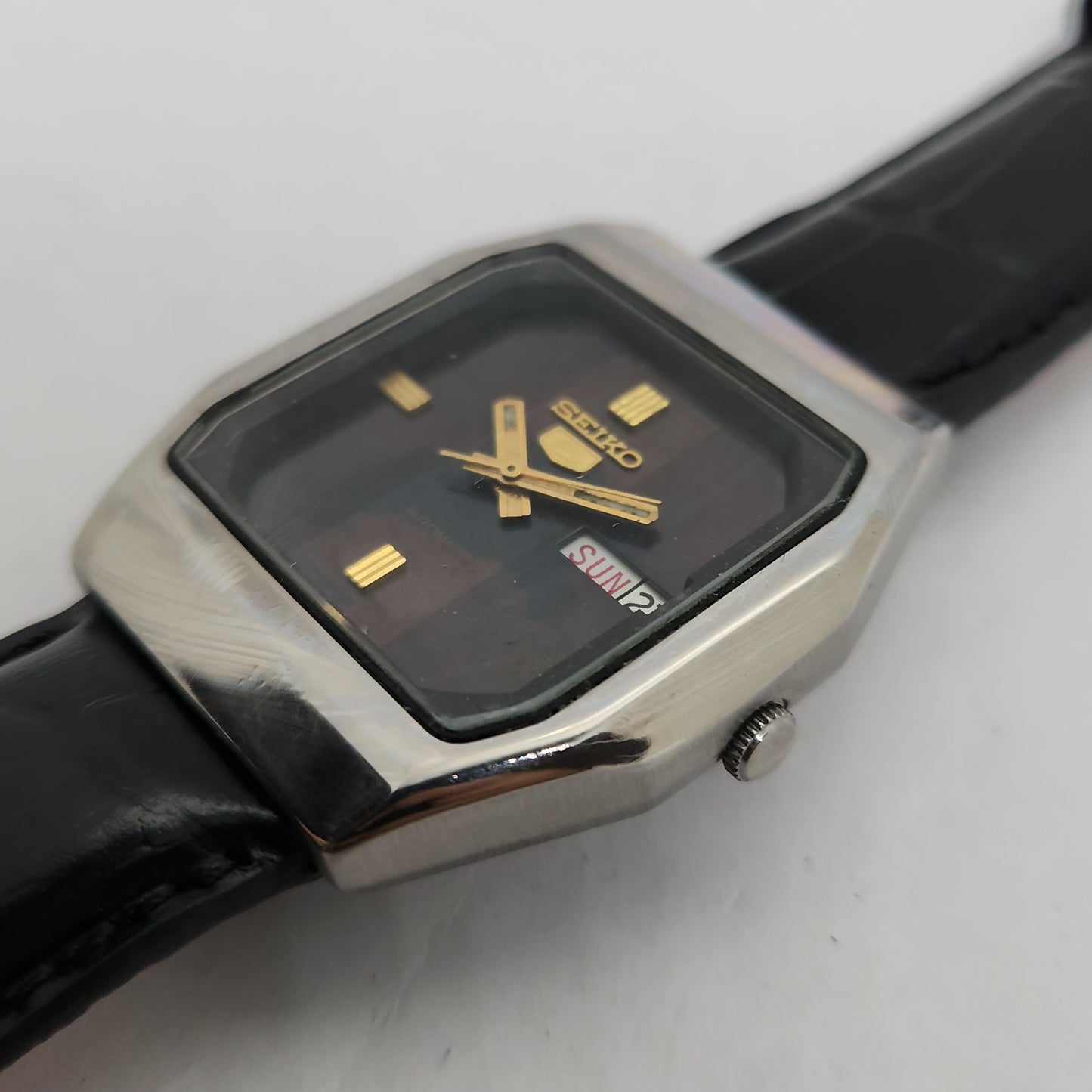 Vintage 1980 Original Seiko 5 Automatic 6349-5270 Brown face 23 Jewels Day-Date Japanese Men's Wrist Watch OG145